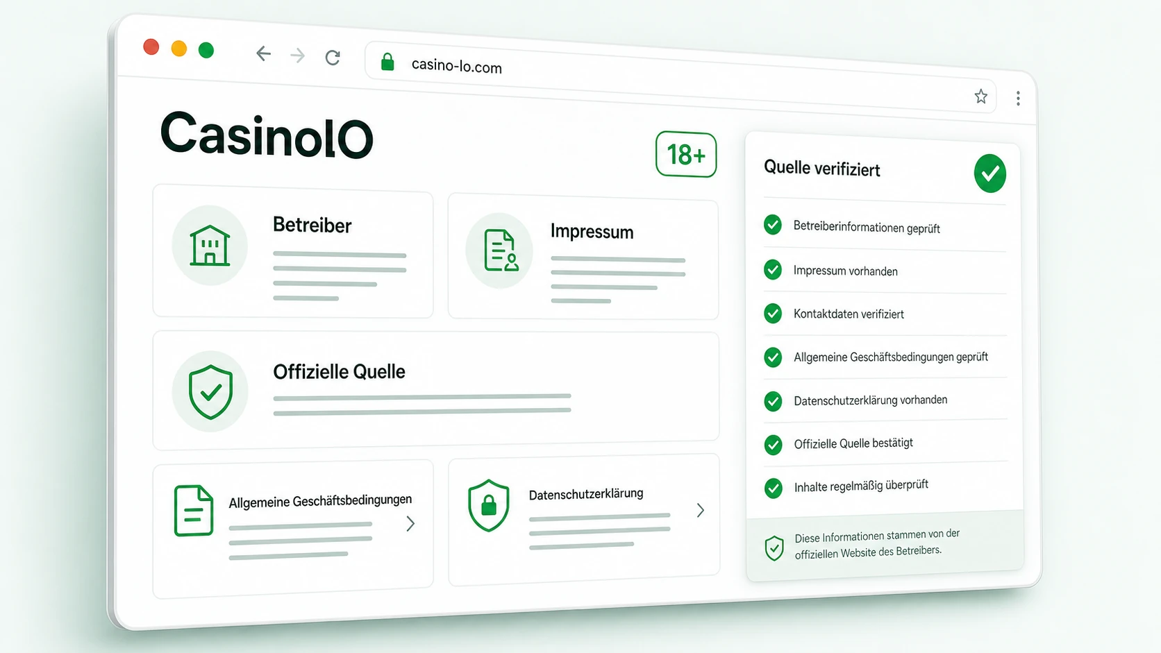 Betreiber, Domain und offizielle Quelle prüfen